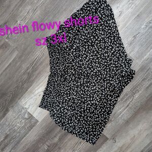 SHEIN Black and White Floral Shorts